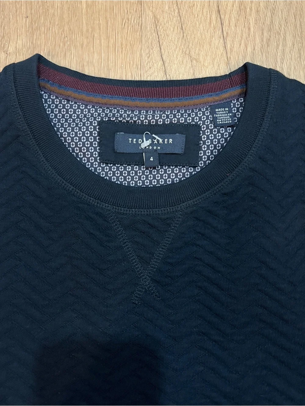 Ted Baker London Men’s Navy Textured Crewneck Sweater Sweatshirt Size 4/L